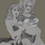 Wonderwman And Harley Sketch