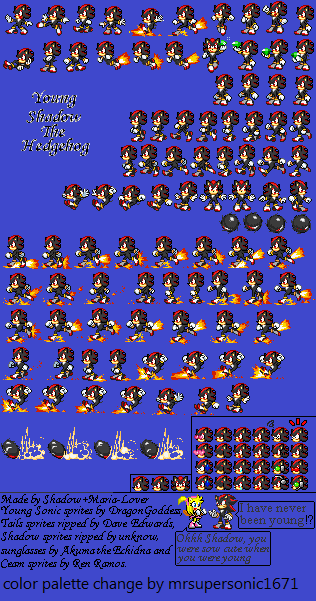 Young Shadow The Hedgehog Sprite Sheet