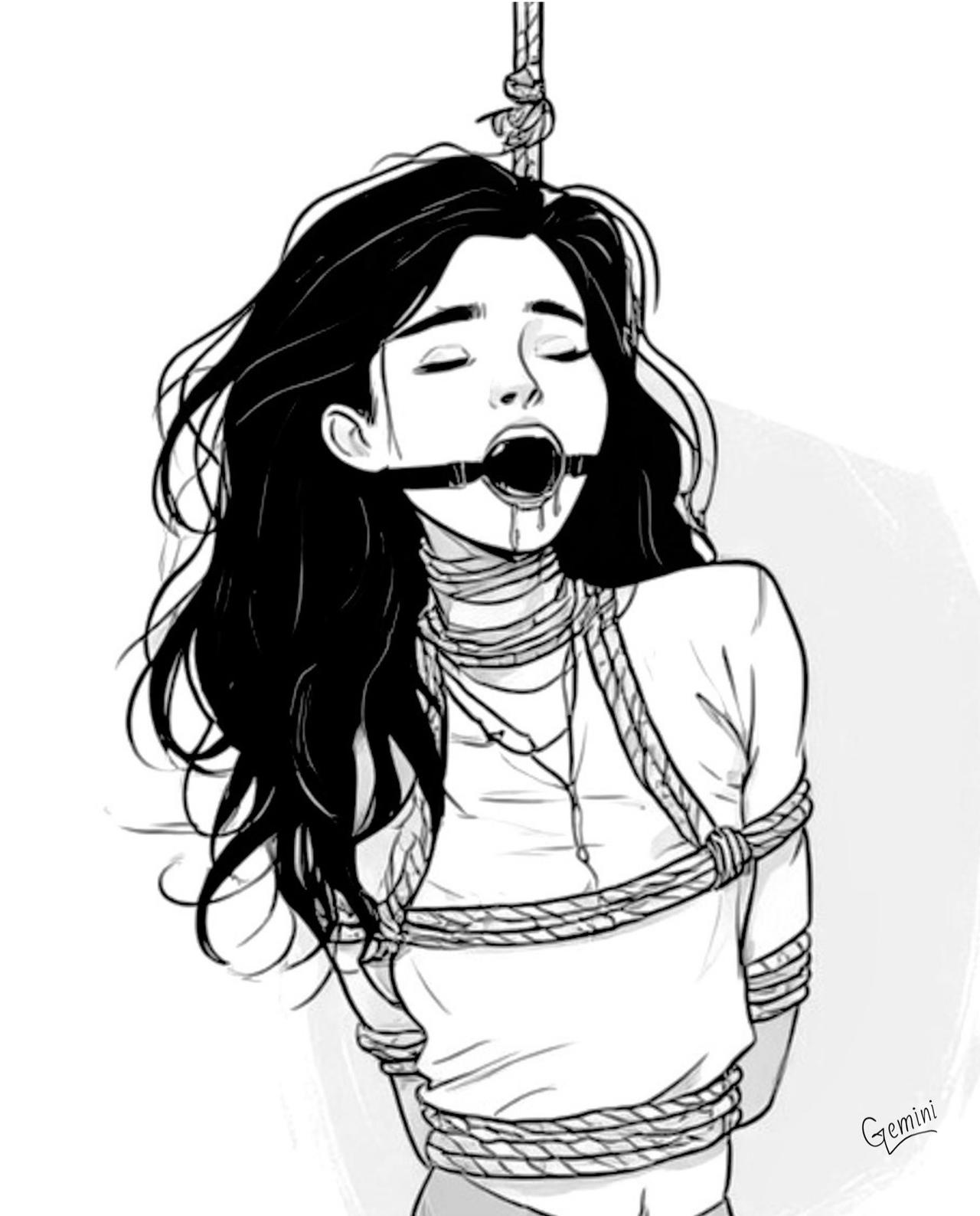 Bound girl line drawing by JohnGemini on DeviantArt