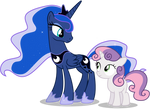Princess Luna and Sweetie Belle by CaliAzian