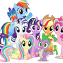 Mane 6 and Spike - Rainbowfied Group Photo