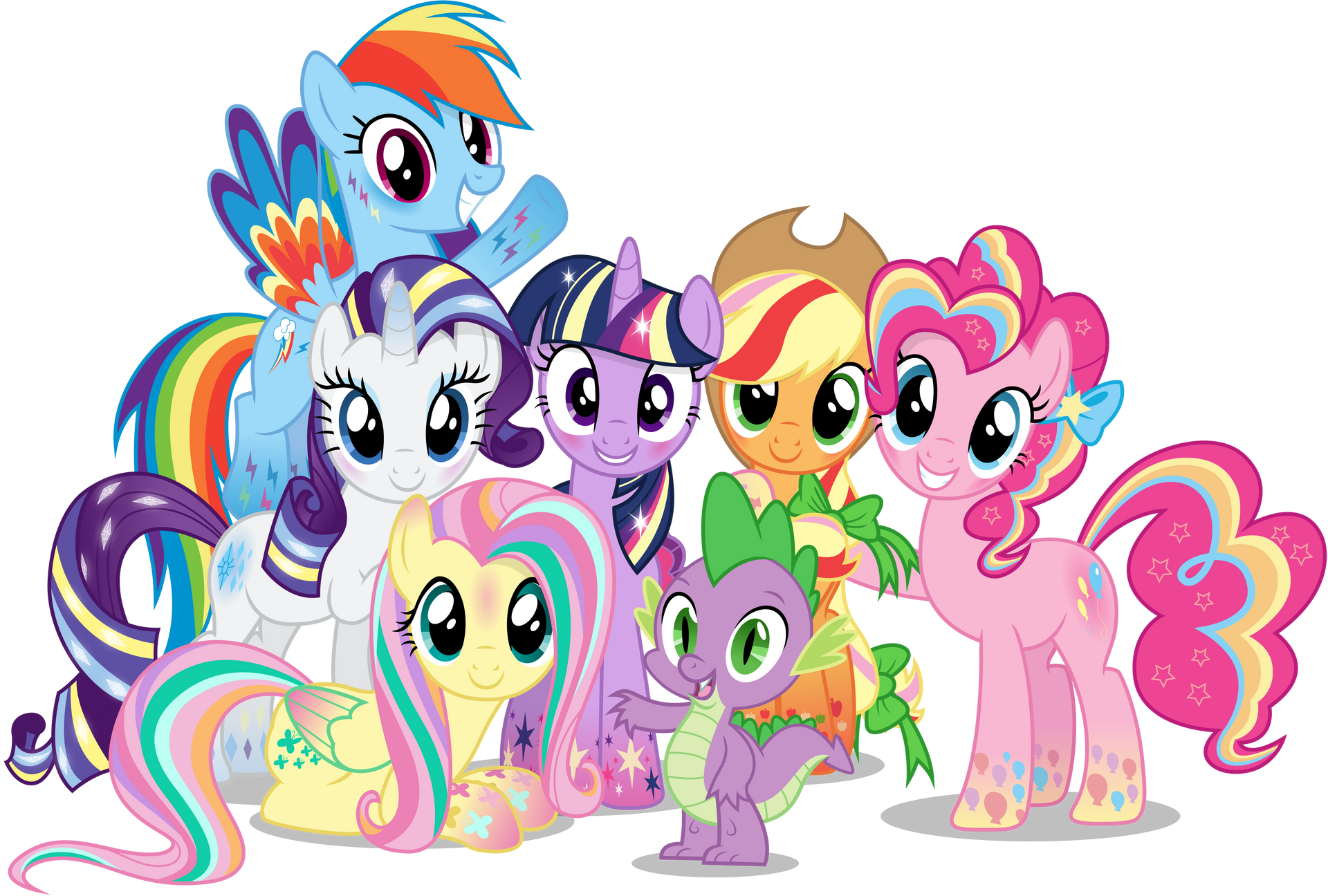 Mane 6 and Spike - Rainbowfied Group Photo by CaliAzian on DeviantArt