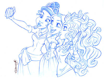 Tiana, Rapunzel and Merida