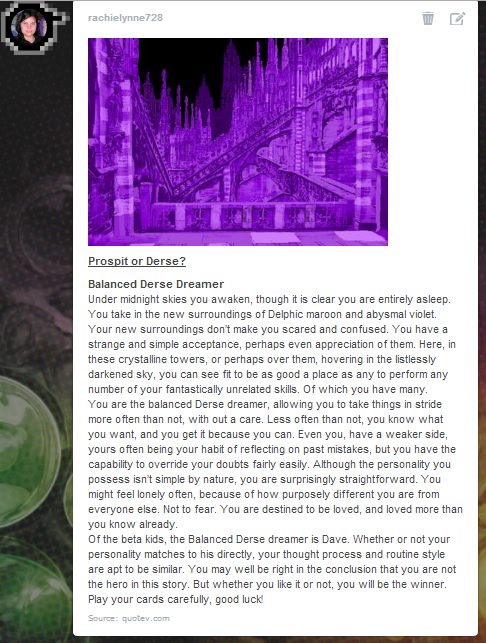 Homestuck Prospit or Derse Quiz result