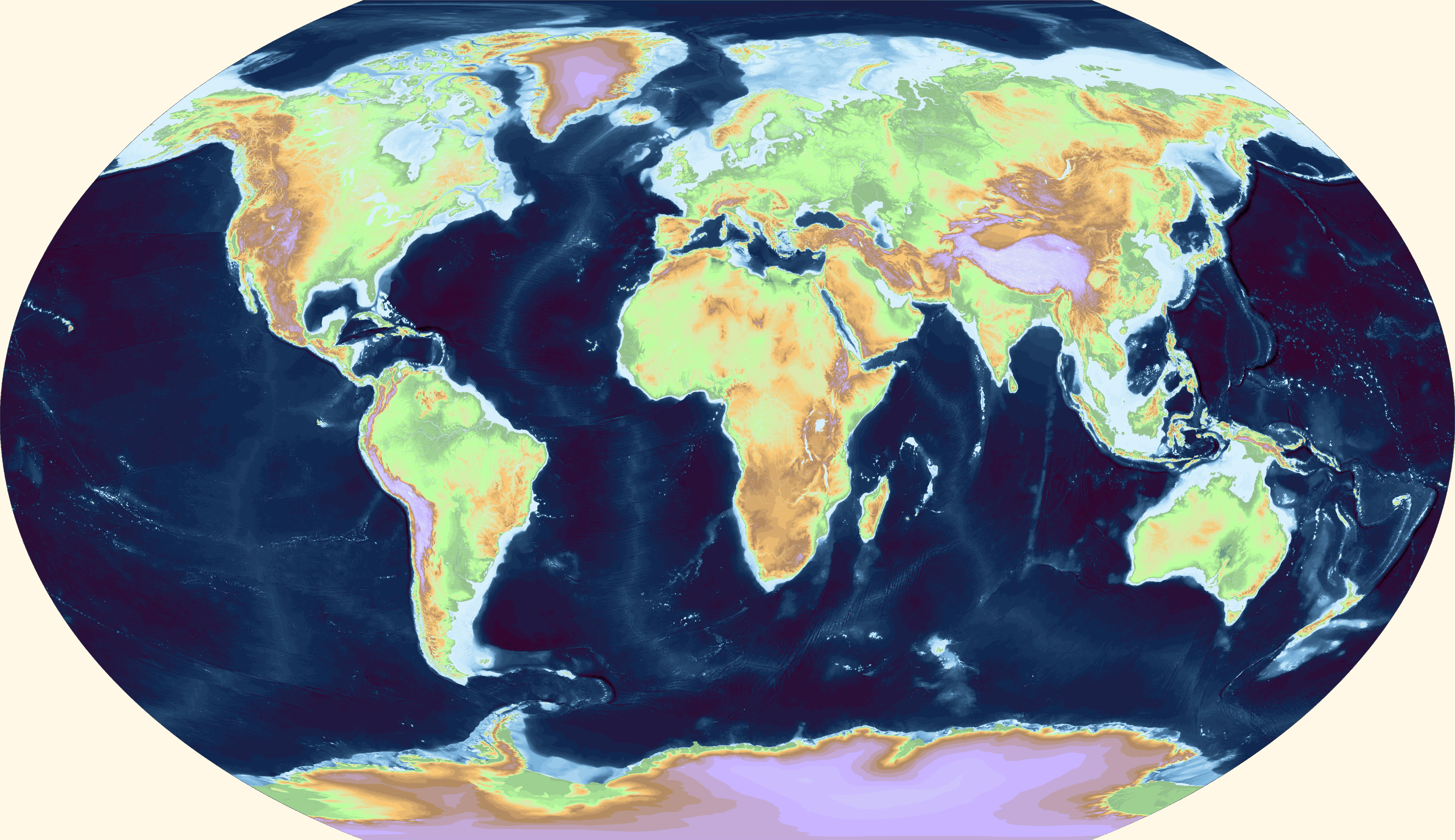 World topography and bathymetry