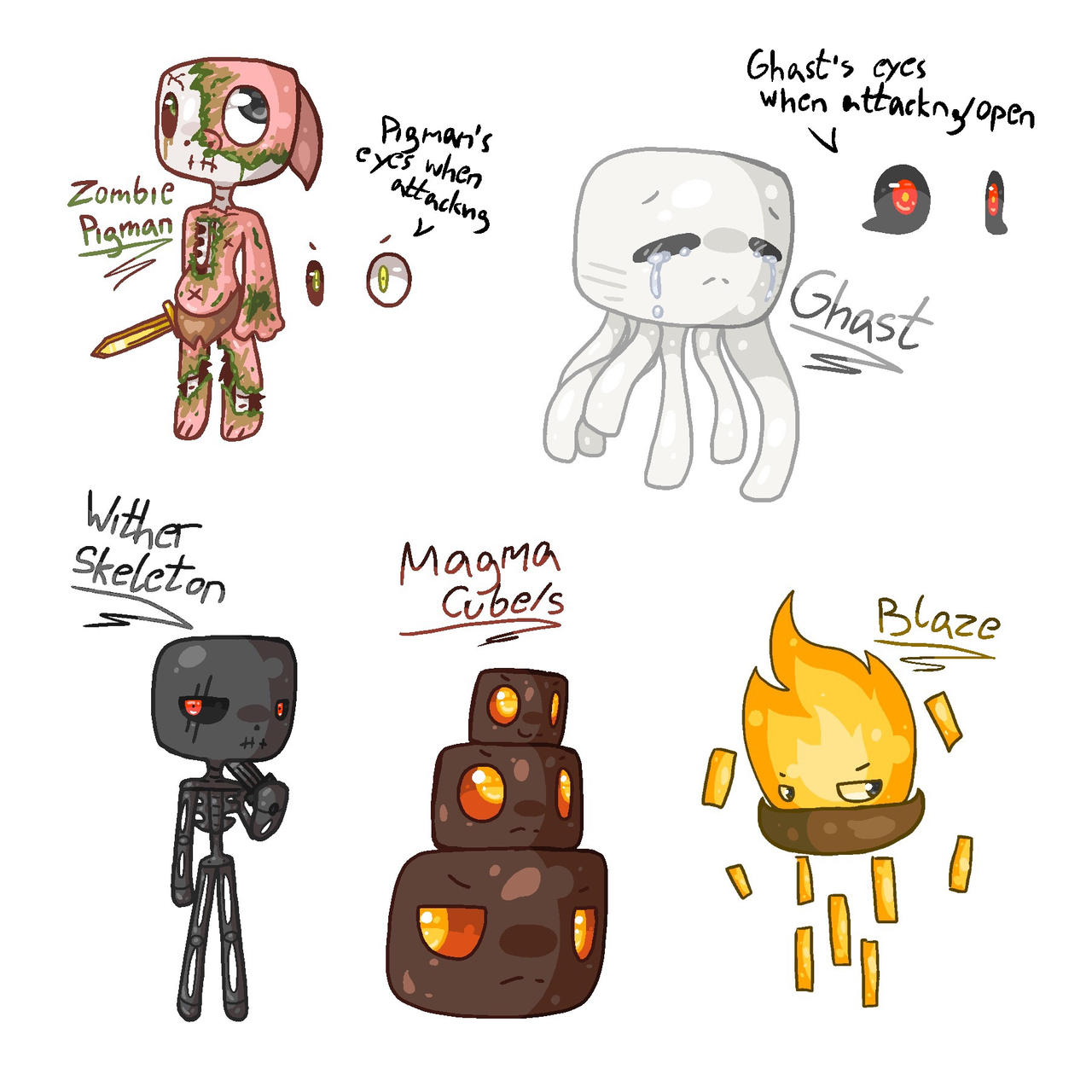 (Minecraft) Nether Mobs (In my version) by XxJesicaTheFoxXx on DeviantArt