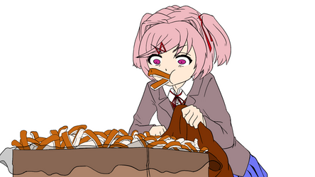 Natsuki Stealing Bread Crusts