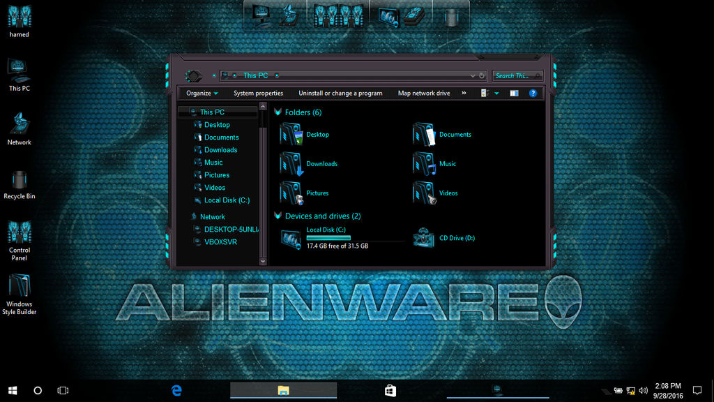 Alienware Inspired On Win10 by protheme on DeviantArt