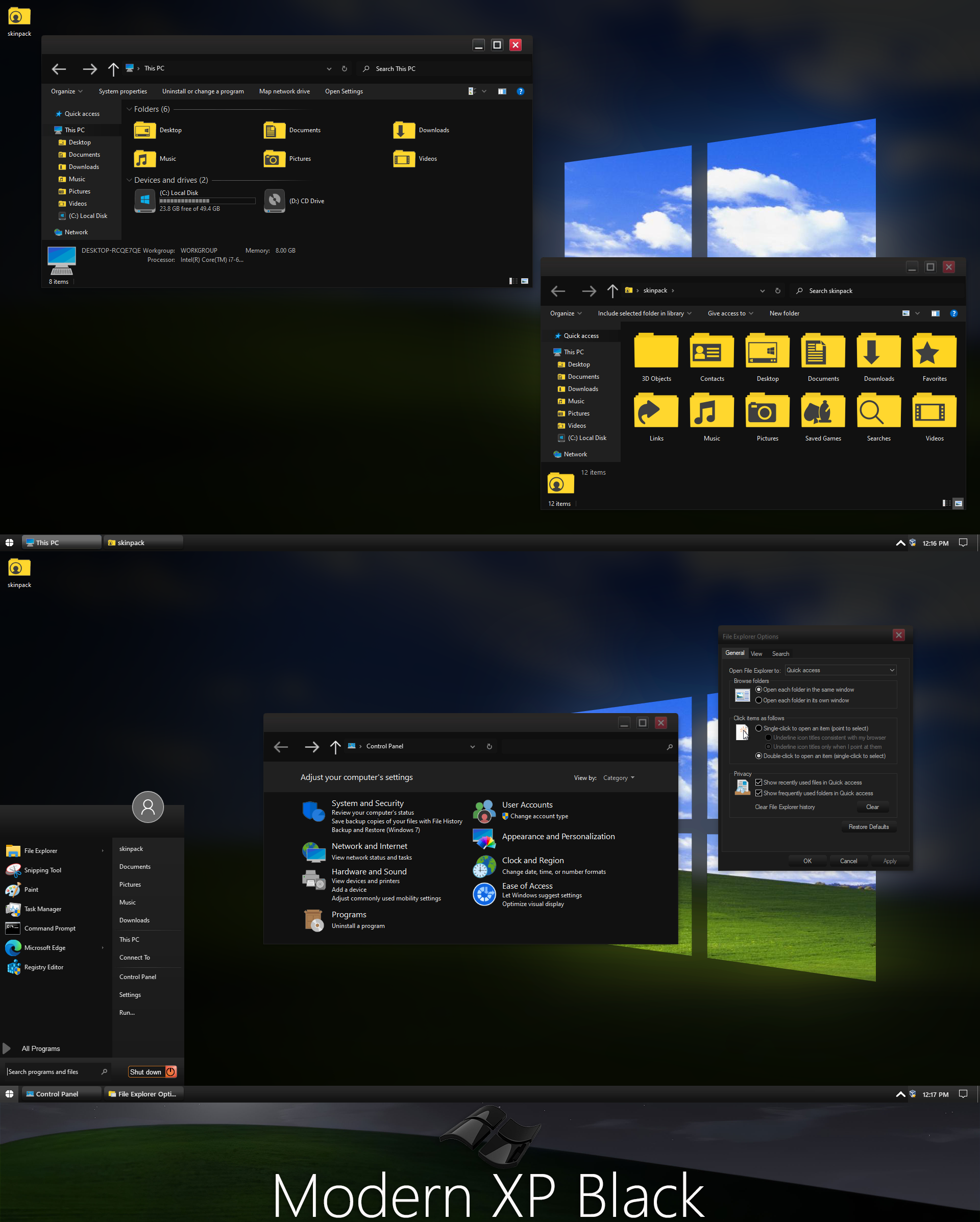 Modern XP Black Theme for Windows 10 by protheme on DeviantArt