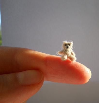 extreme miniature jointed bear ooak teddy Fluff