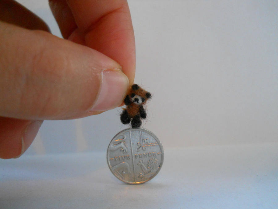 One of a kind micro miniature teddy bear by tweebears