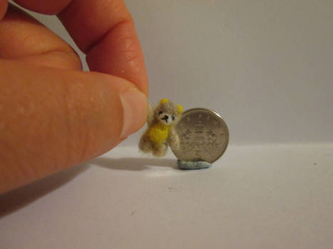 Ooak miniature jointed yellow grey teddy bear