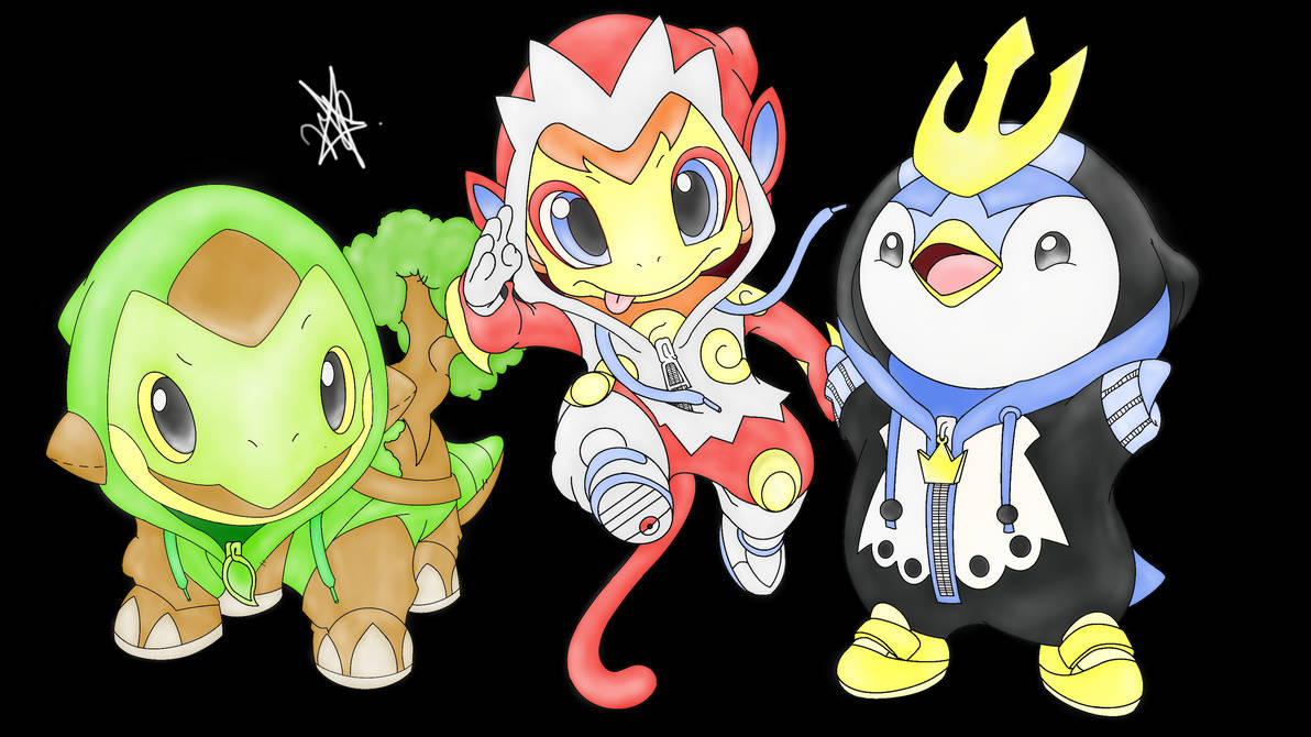Sinnoh Region (Generation IV) Coloured Starters by CauseLife on