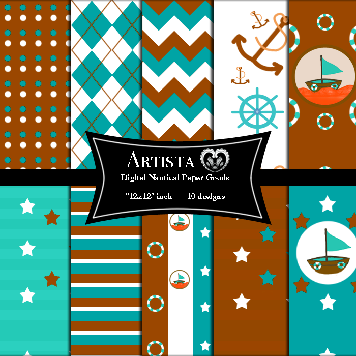 Digital Nautical Kids Party Theme Paper Goods Sail