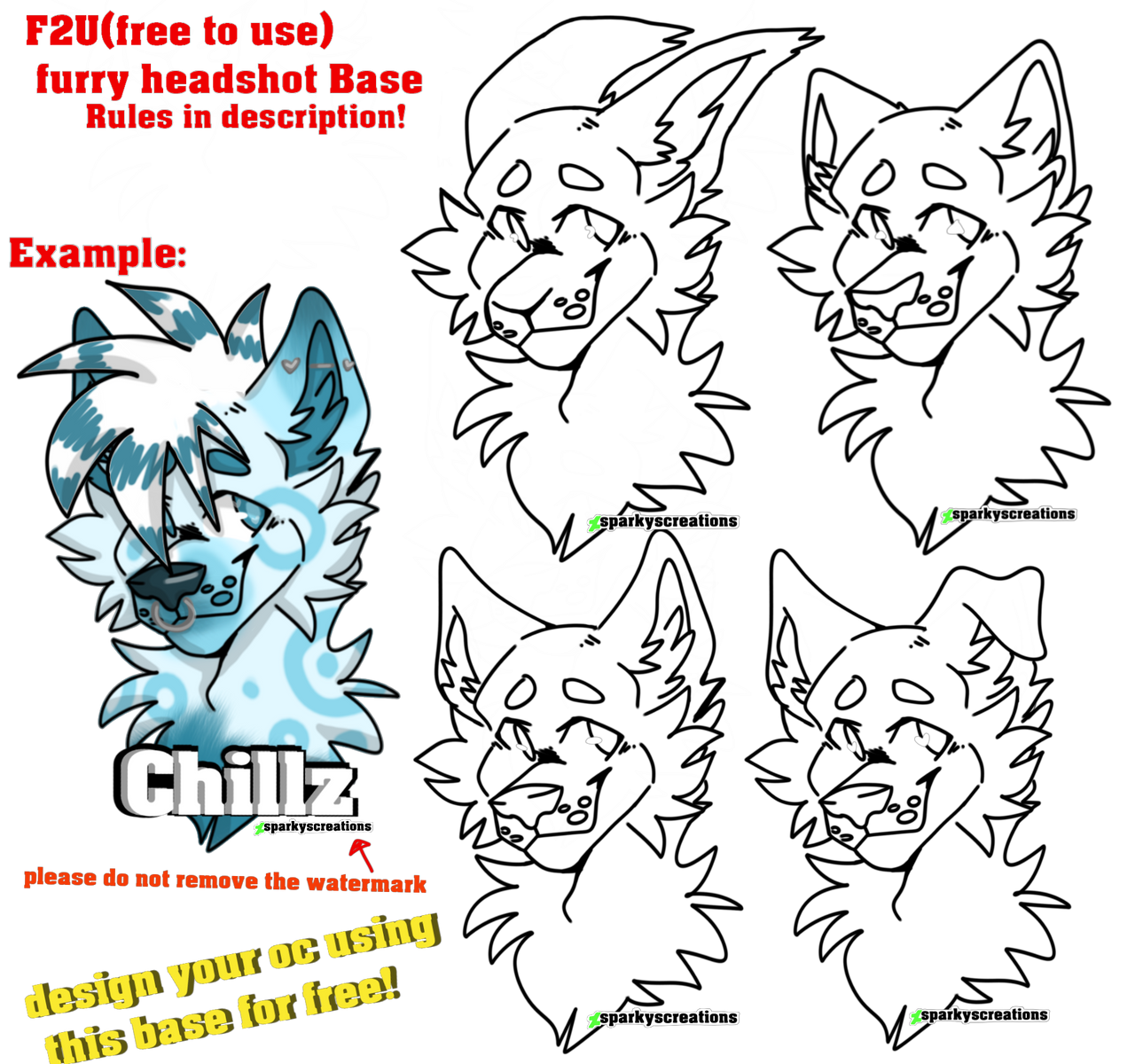 F2U multi Furry headshot Bases by SparkysCreations on DeviantArt