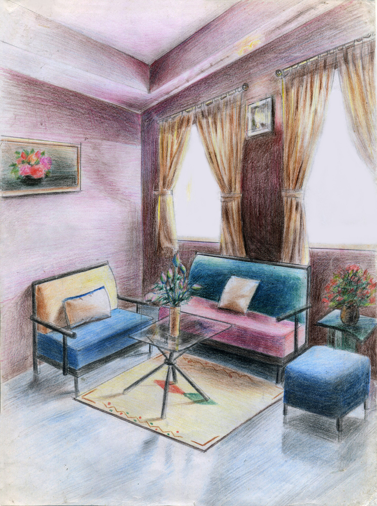 Colored pencil interior