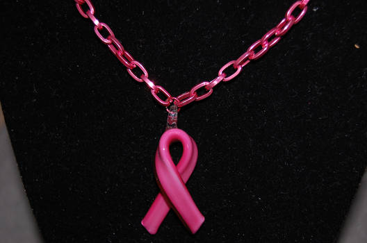 Breast Cancer Awareness glass necklace