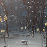 snowy night bench 2025