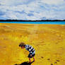 The child observes and analyzes his shadow - Acryl