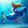 Alice underwater barefoot 