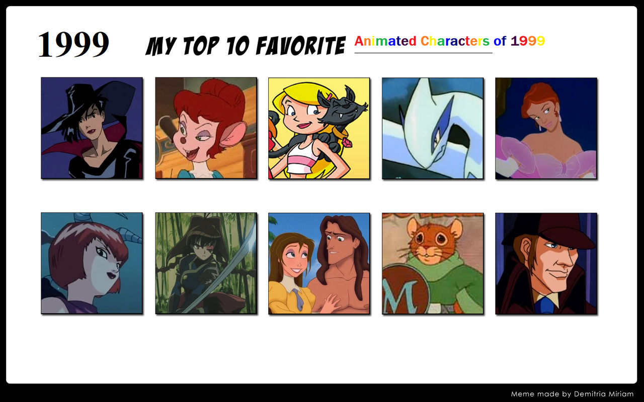 My Top 10 Favorite Animated Characters of 1999 by Pikachu-Train on ...