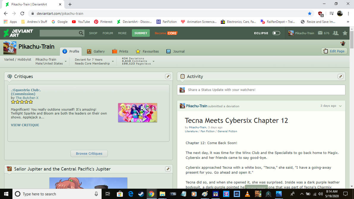 My DeviantART Profile in Old Layout by Pikachu-Train on DeviantArt