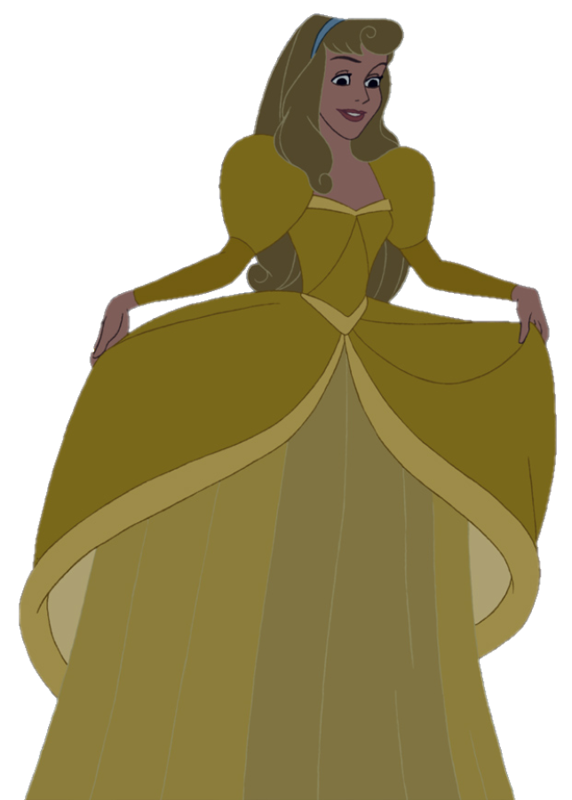 princess aurora yellow dress 2D art of Princess Aurora in a sparkling golden dress inside a grand golden castle ballroom. on Craiyon