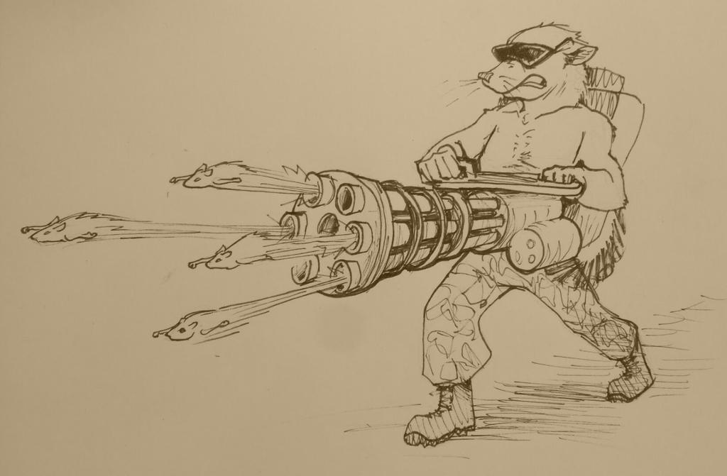 #drawlloween Rat with Ratling Gun by brock-art on DeviantArt