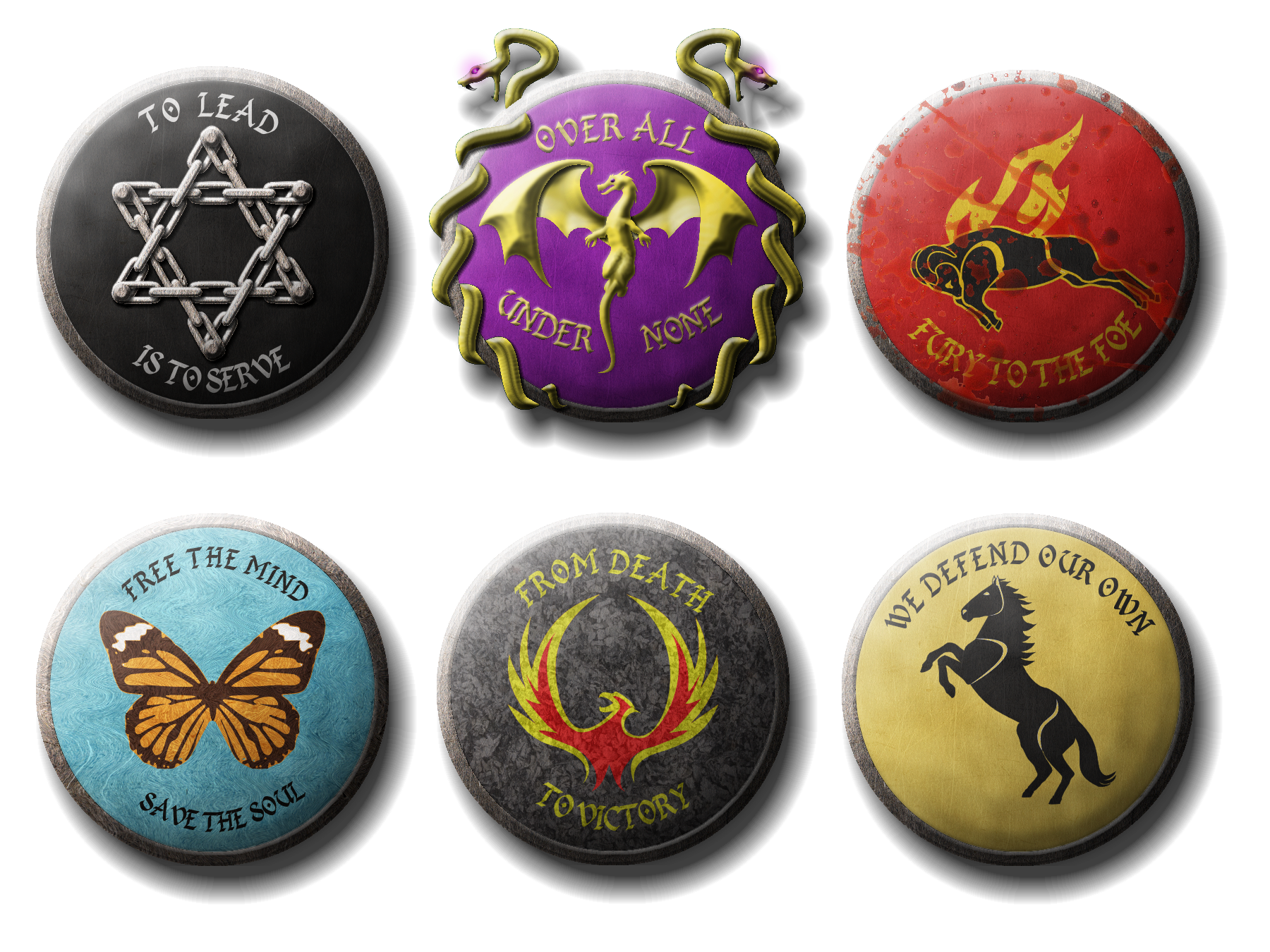 Shields with Sigils and Mottos