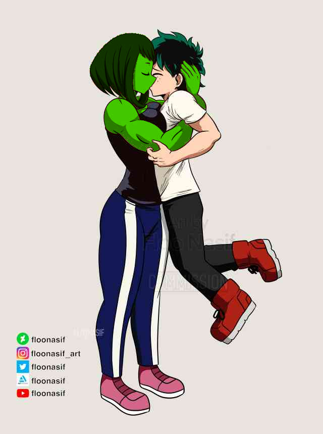 Hulked Uraraka Kisses Deku (ALT Shading) by BigHouseOfLove on DeviantArt