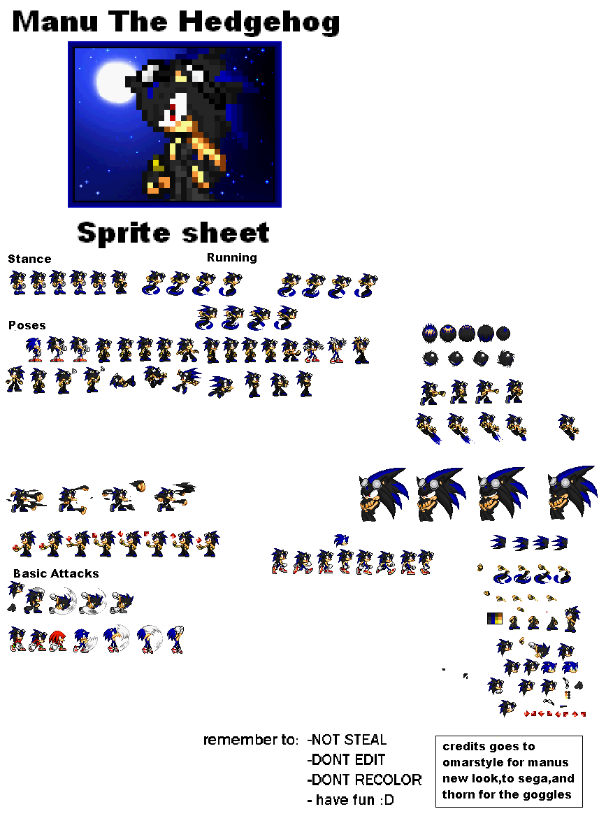 Manu The Hedgehog -sprites- by Rhoxwen on DeviantArt