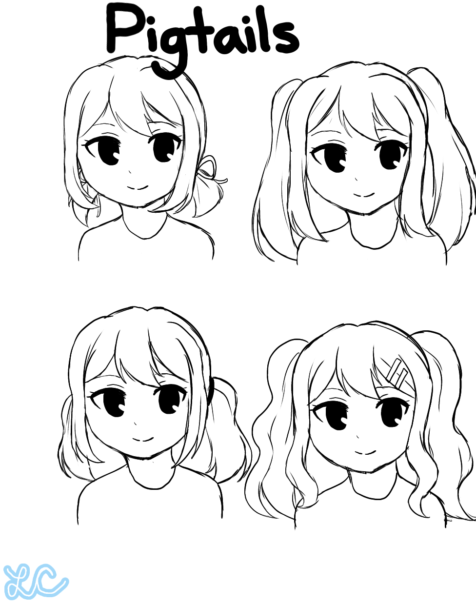 Loli hairs reference for drawing anime and manga character