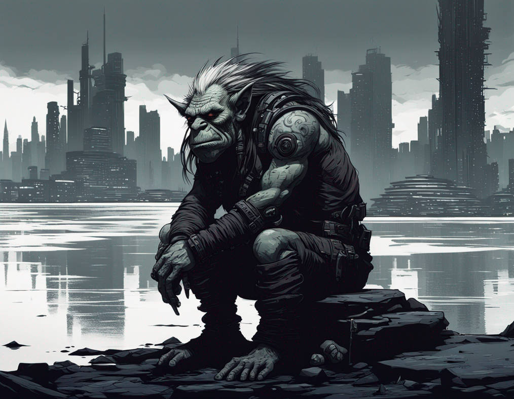 Shadowrun Rigger Troll Shadowrun troll sits in front of a city by Mehared on DeviantArt