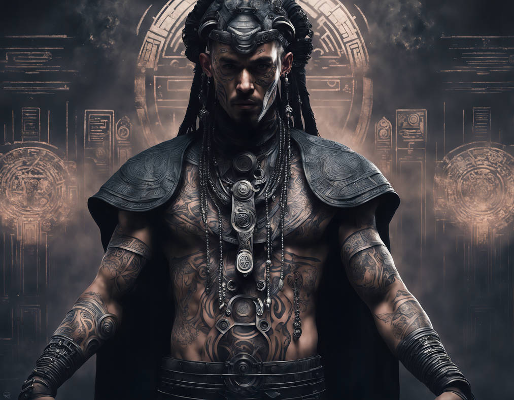Cyberpunk Aztec priest by Mehared on DeviantArt