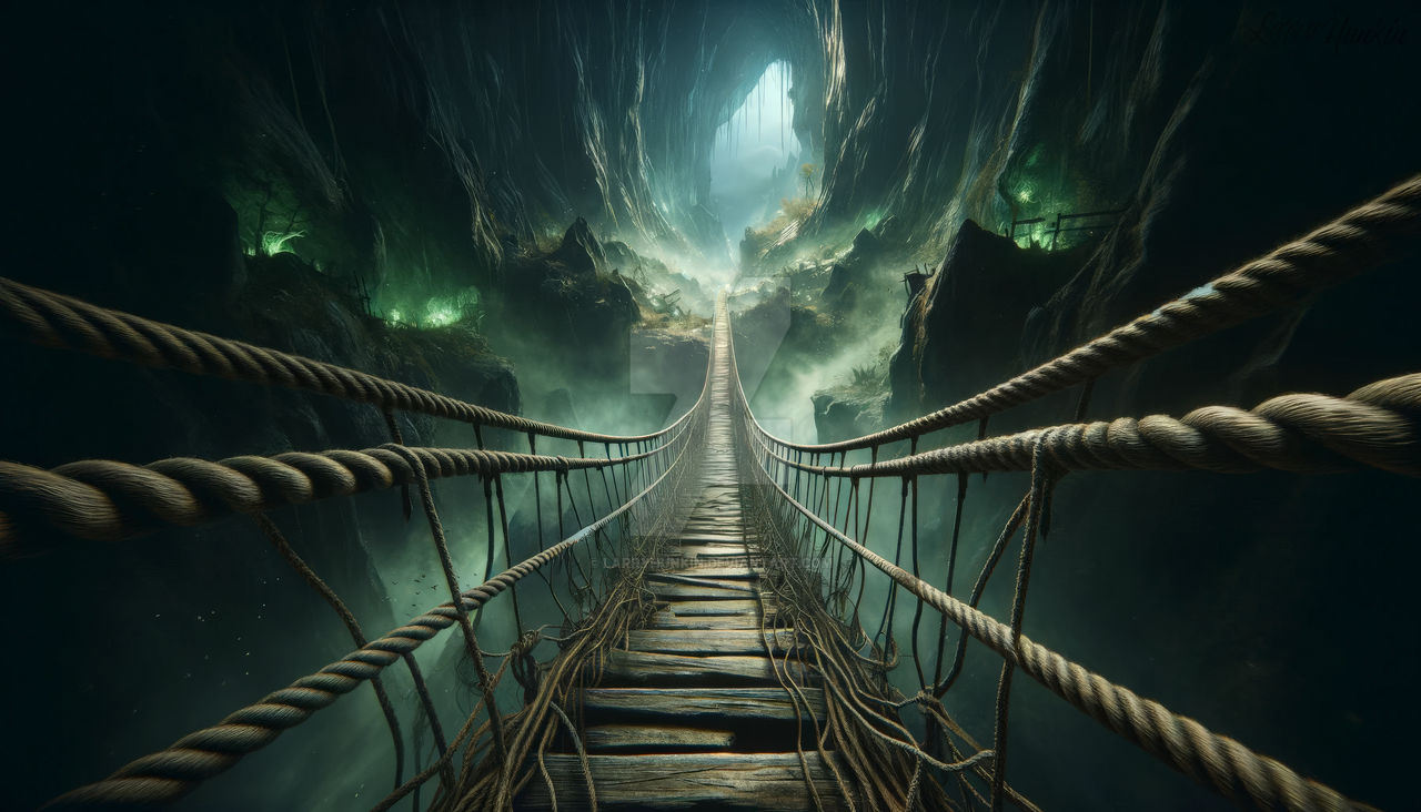 Vast Rope Beginning Of A Rope Bridge That Spans A Vast Chasm by LarryHunkin on ...