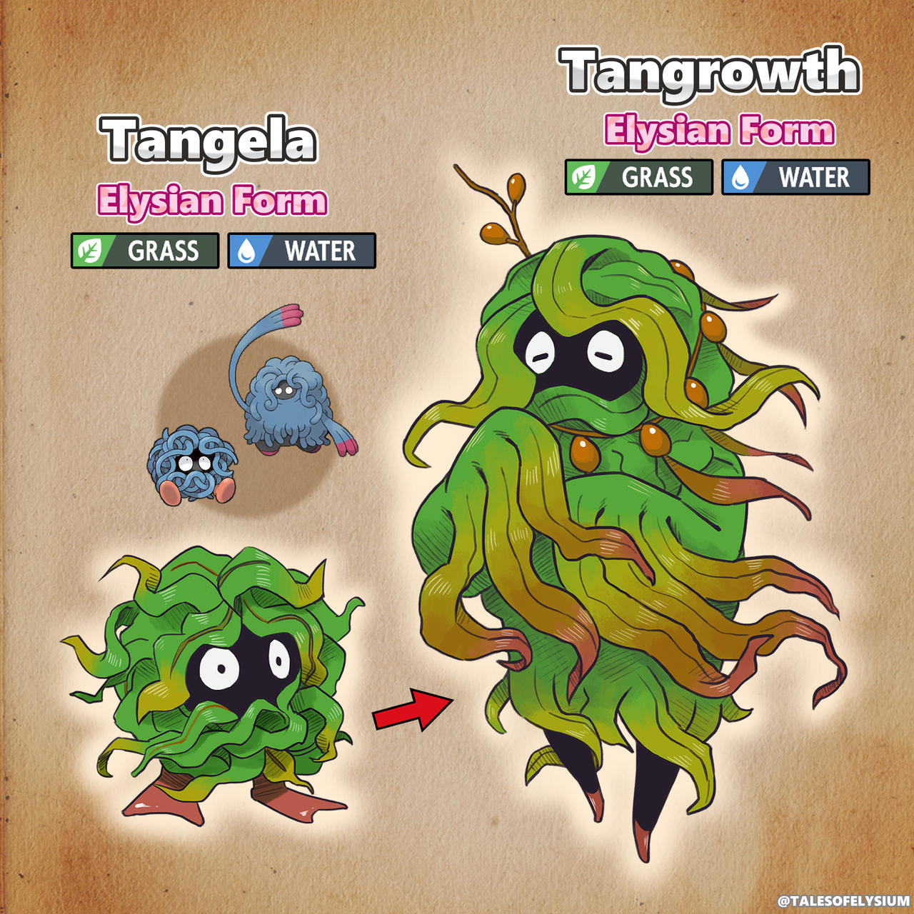 Elysian Tangela and Tangrowth by Haychel on DeviantArt