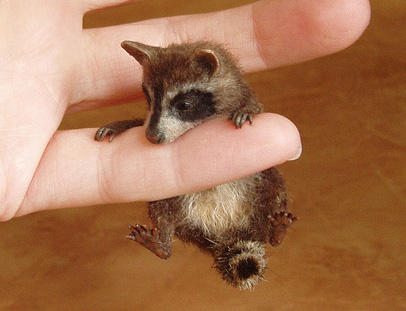 Raccoon MINIATURE SCULPTURE by pixiwillow