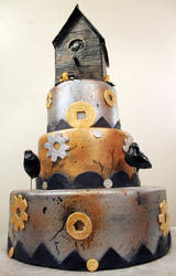 SteamPUNK birdhouse cake