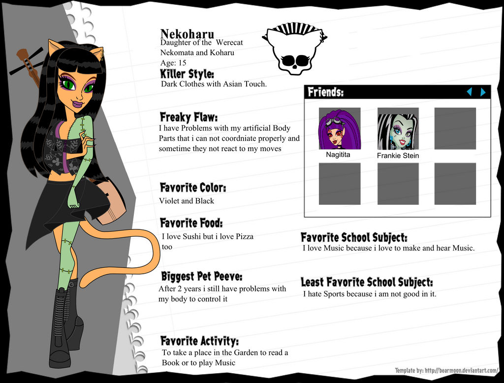 Monster High Bio Examples Monster High OC Nekoharu Bio by Laen666 on DeviantArt