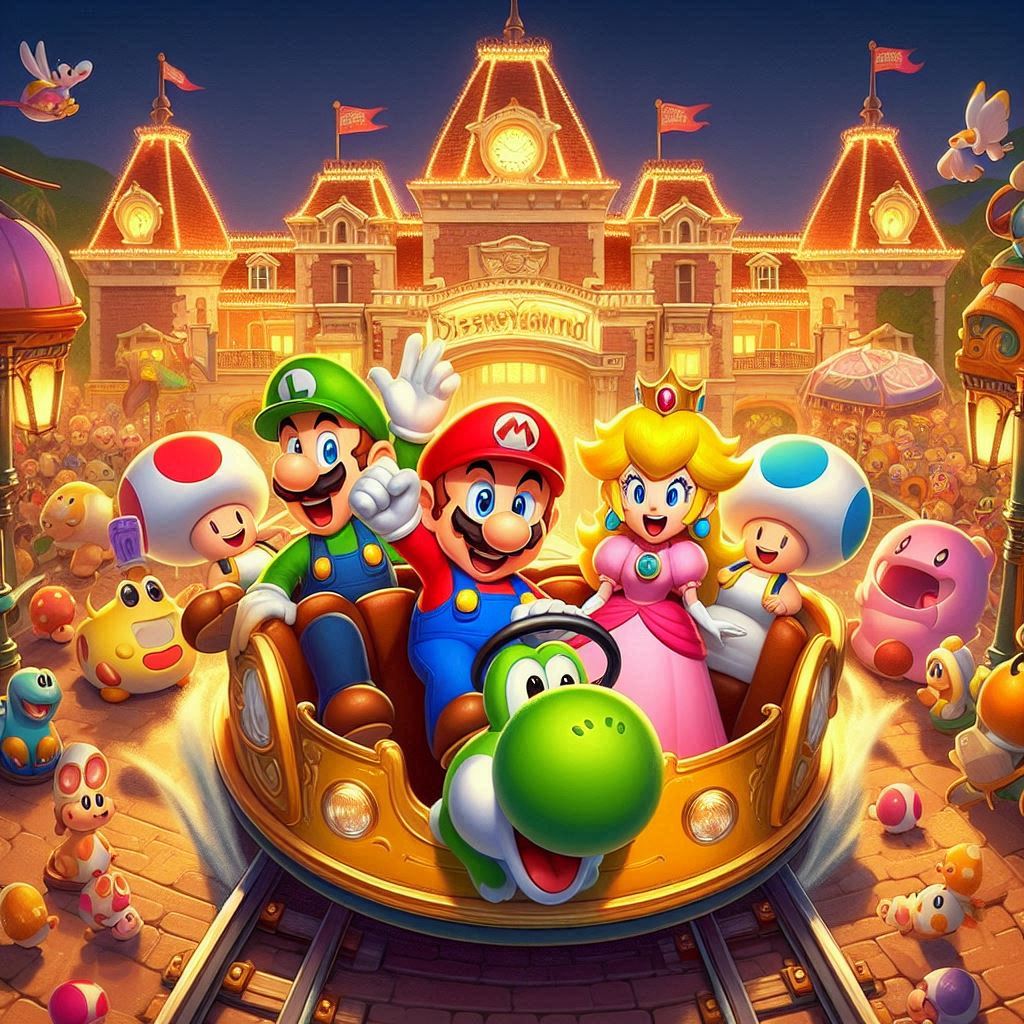 The Mario Crew at Disneyland by TheMagicianSakura on DeviantArt
