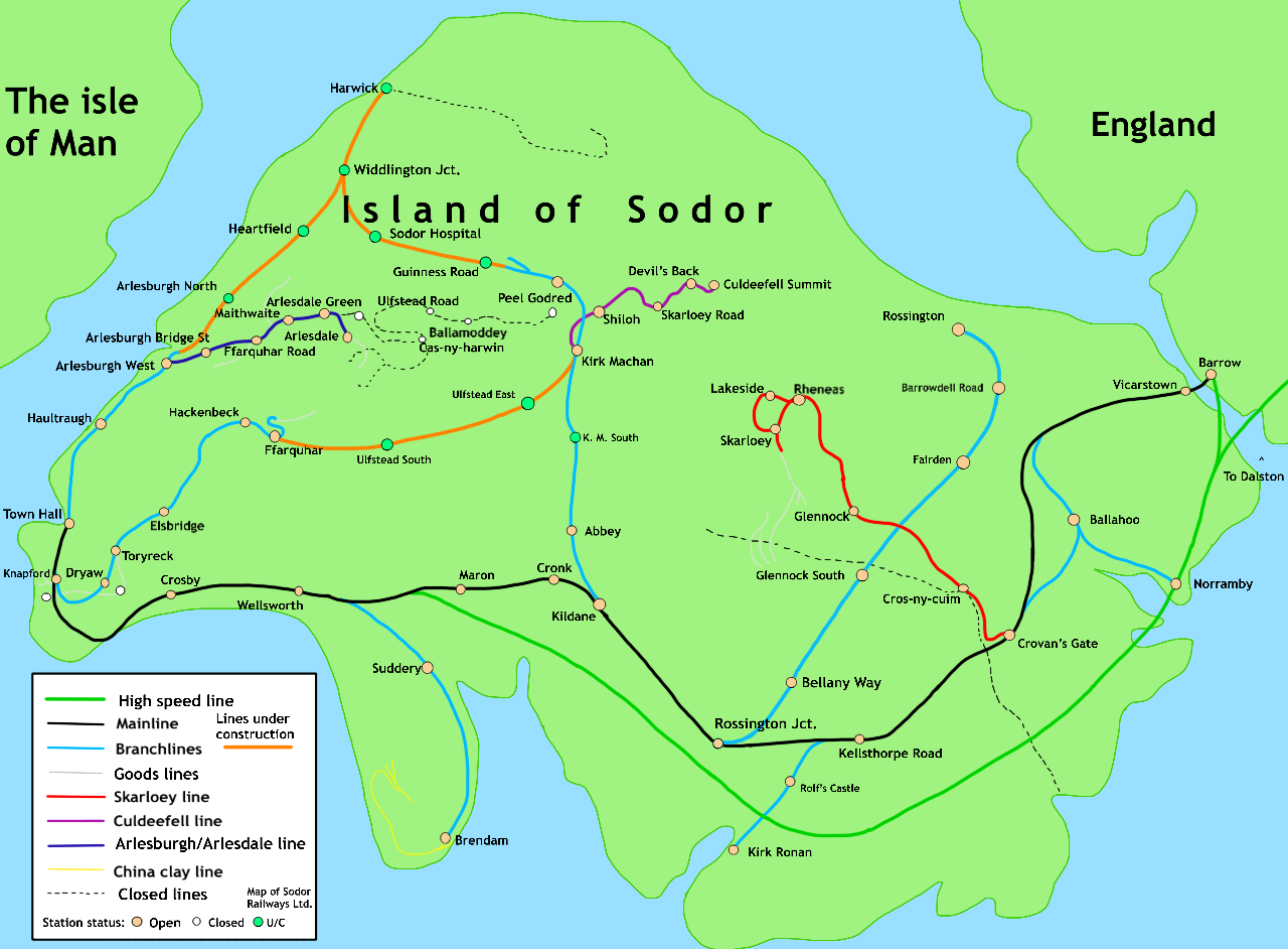 A Fantasy Map Of The Island Of Sodor Showing The Railway System ...