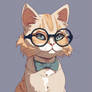 Anthro Cat With Large Round Glasses(22)