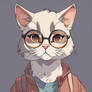 Anthro Cat With Large Round Glasses(11)