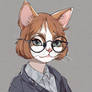 Anthro Cat With Large Round Glasses(32)