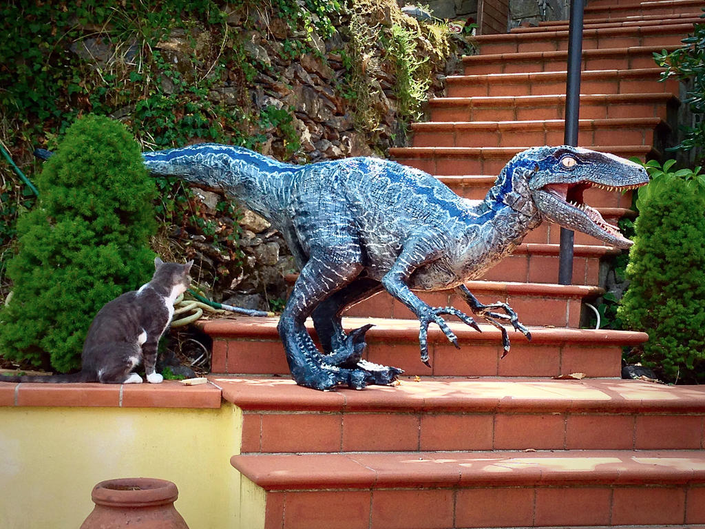 Blue Velociraptor Replica Statue by Marco Cavassa by MarkCavassa