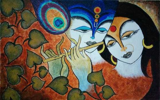 Radha Krishna Abstract Painting