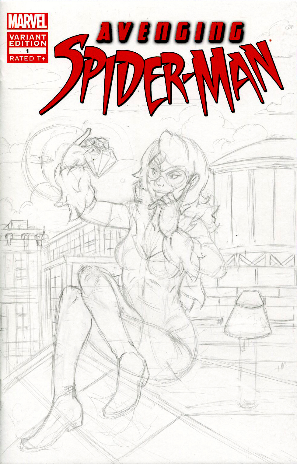 Blackcat Avenging Spider Sketch Cover Rough Pencil