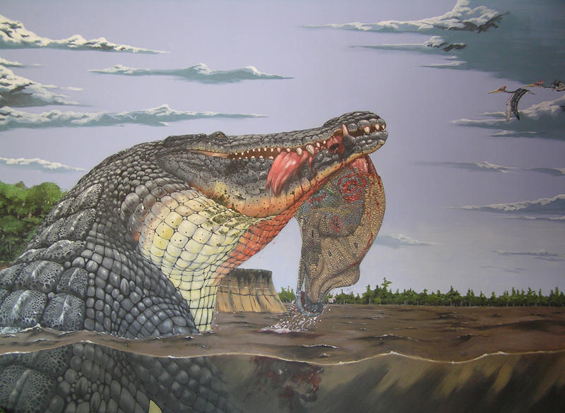 Вымерший пресмыкающиеся больших размеров. Древний крокодил дейнозух. Саркозух-доисторический. Древний крокодил Саркозух. Гигантский крокодил доисторический.