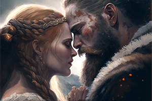 Hhhhh7 Viking Romantic Moment Illustration Editori
