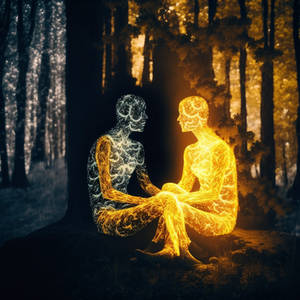 Soufi nabahat lovers sitting in the forest meditat